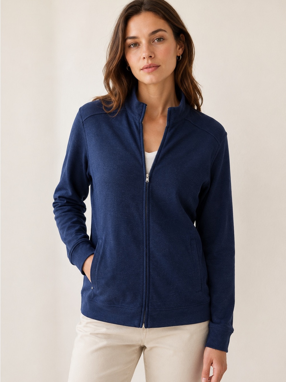 Peter Millar Women M Full Zip Jacket Blue Athletic Golf Performance Stretch Prep